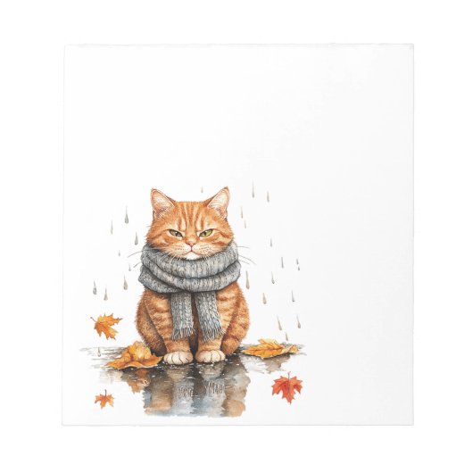 Chagrijnige Oranje Kat in de Regen Notitieblok (Voorkant)