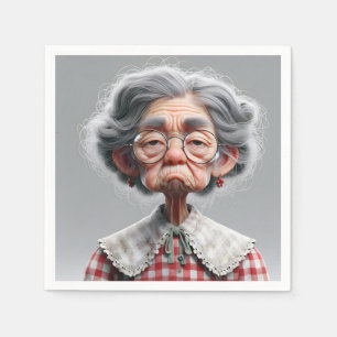 chagrijnige oude dame servet