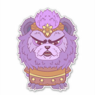 Chagrijnige Paarse Leeuw Sticker