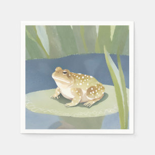 Chagrijnige Pad Waterverfschilderij Waterlelies Servet