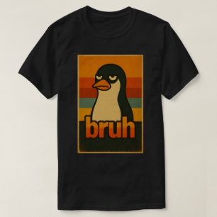 Chagrijnige Pinguïn “bruh” Meme – Grappige Retro V T-shirt