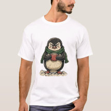 Chagrijnige Pinguïn Met Warme Chocolade, Grappige