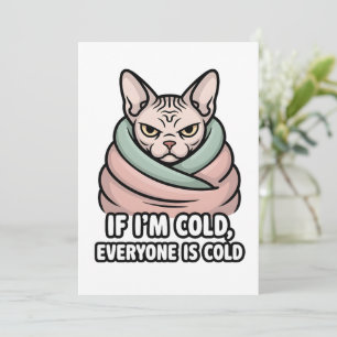 Chagrijnige Sphynx Kat Koude Humor Cartooneske Kun Feestdagenkaart