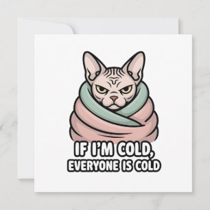 Chagrijnige Sphynx Kat Koude Humor Cartooneske Kun Feestdagenkaart
