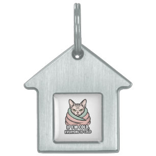 Chagrijnige Sphynx Kat Koude Humor Cartooneske Kun Huisdieren Naamplaatje