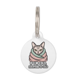 Chagrijnige Sphynx Kat Koude Humor Cartooneske Kun Huisdierpenning