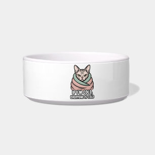 Chagrijnige Sphynx Kat Koude Humor Cartooneske Kun Voerbakje