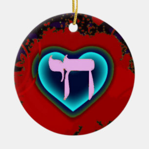 Chai Jewish heint paarse sieraad Keramisch Ornament