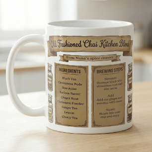 Chai-kruidenrecept Rustic Pantry-label Koffiemok