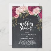 Chaie florale bordeaux wedding shower invitation (Devant)