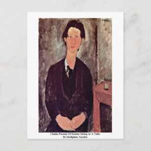 Chaiim-portret van Soutine, in een tafel Briefkaart