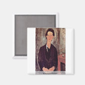 Chaim portret van Soutine zitten aan een tafel Magneet (Voorkant / Achterkant)