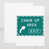 Chain Up Area Road Sign. Kaart (Voorkant / Achterkant)