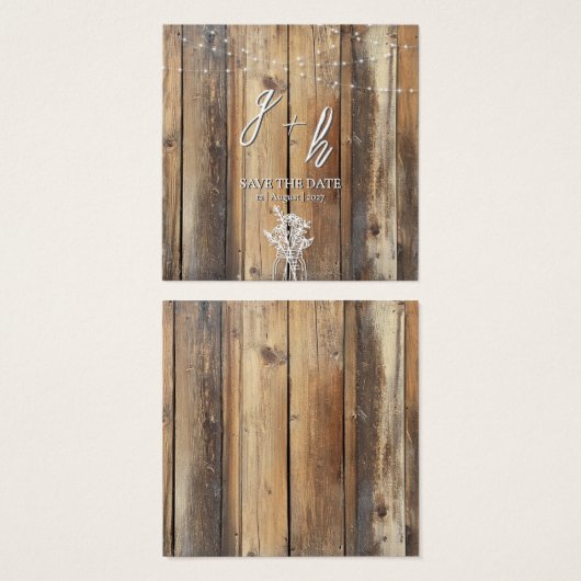 Chaîne de bois rustique Lumières Mason Jar Enregis (Devant & derrière)