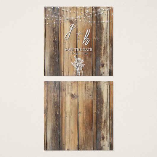 Chaîne de bois rustique Lumières Mason Jar Enregis (Devant & derrière)