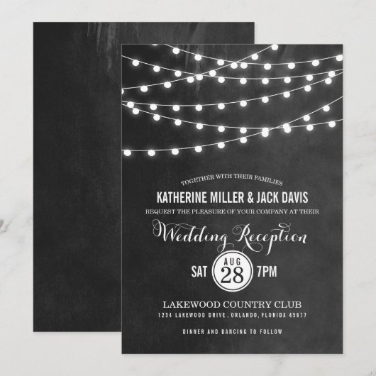 Chaîne de charbon Lumières de mariage Invitation d (Devant / Derrière)