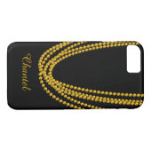 Chaîne de Coque Pearls iPhone 7 en or (Dos (Horizontal))