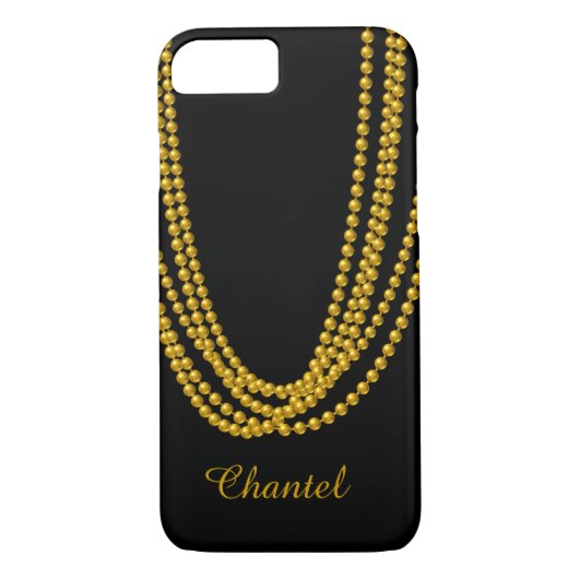 Chaîne de Coque Pearls iPhone 7 en or (Dos)