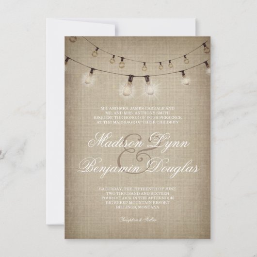 Chaîne de lumière Invitation Mariage campagnard ru (Devant)