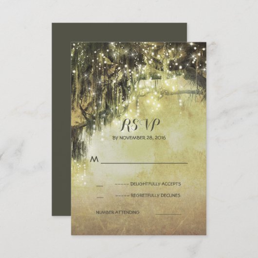 Chaîne de lumières arbre moussu mariage RSVP (Devant / Derrière)