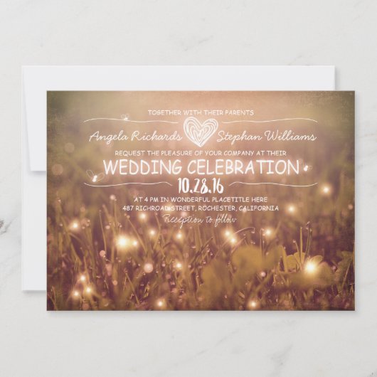 chaîne de lumières brouillent faire-part de mariag (Devant)