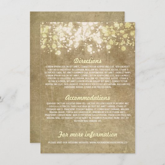 Chaîne de lumières Cartes d'information mariage ru (Devant / Derrière)