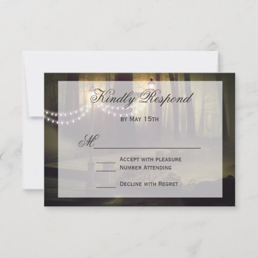 Chaîne de lumières Cartes RSVP de mariage rustique (Devant)