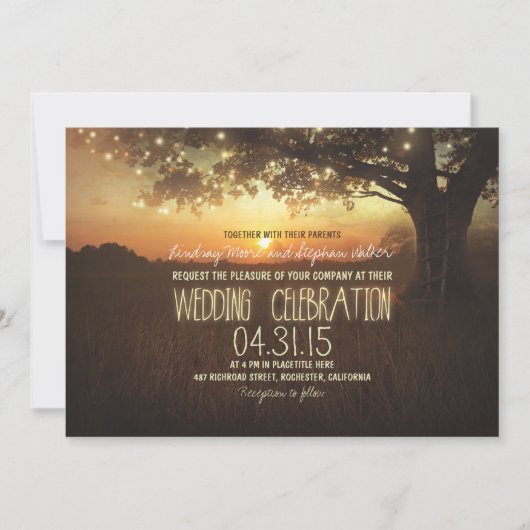 chaîne de lumières faire-part de mariage de l'arbr (Devant)