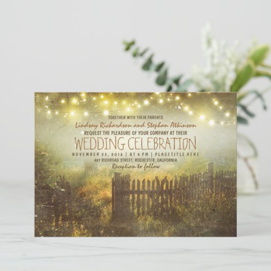 chaîne de lumières invitation mariage campagnard r (Debout devant)