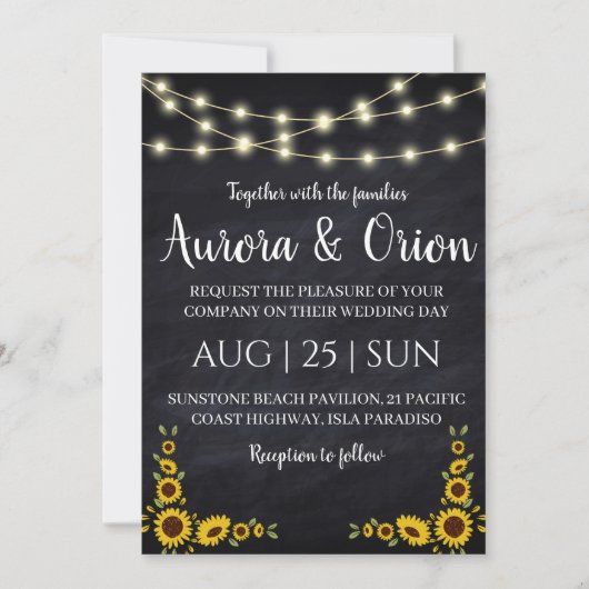 chaîne de lumières invitations de mariage tourneso (Devant)
