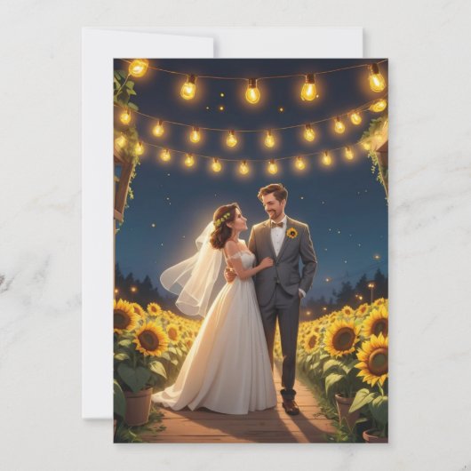 chaîne de lumières invitations de mariage tourneso (Devant)