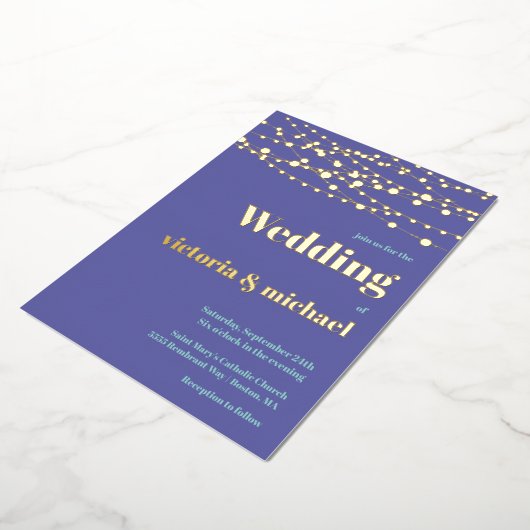 Chaîne de lumières Moderne Mariage Foil Invitation (Rotation)