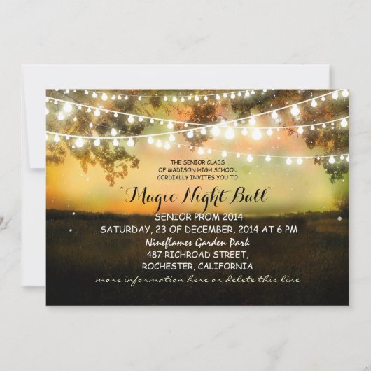 chaîne de lumières rustique Prom Invitations (Devant)