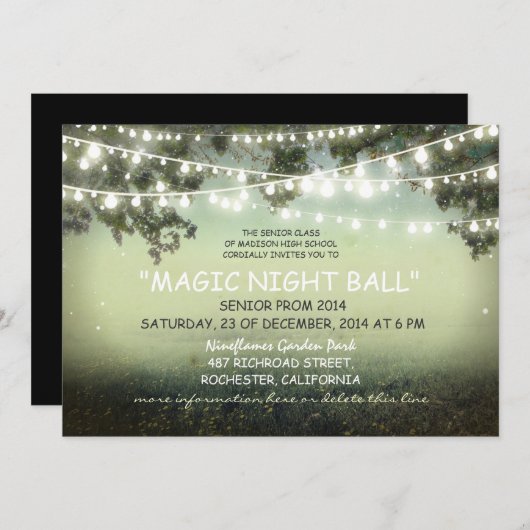 chaîne de lumières rustique Prom nuit Invitations (Devant / Derrière)