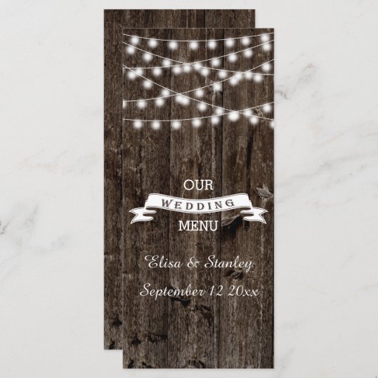 Chaîne de lumières sur l'ancienne carte de menu ma (Devant / Derrière)