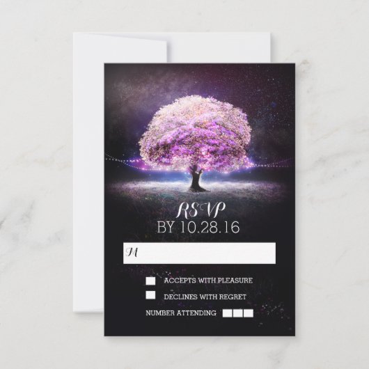 Chaîne de lumières trois cartes RSVP mariage (Devant)