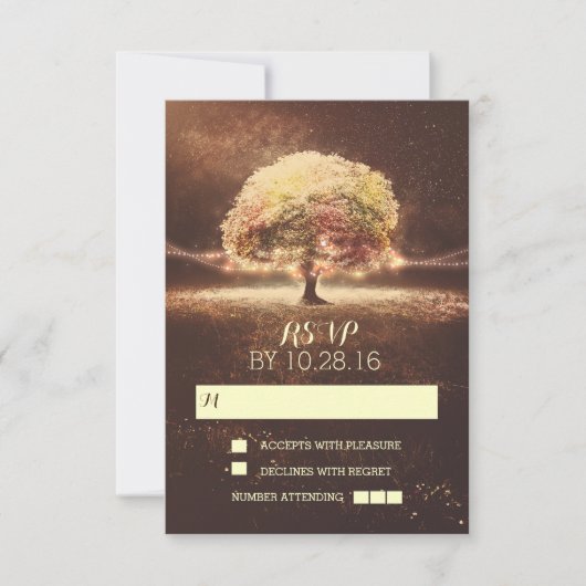 Chaîne de lumières trois cartes RSVP mariage (Devant)