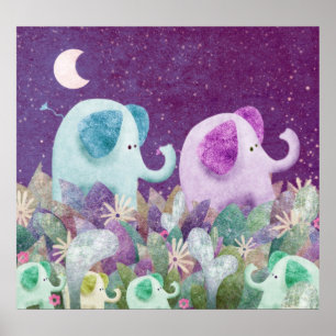 chaîne de marguerite des éléphants - affiche