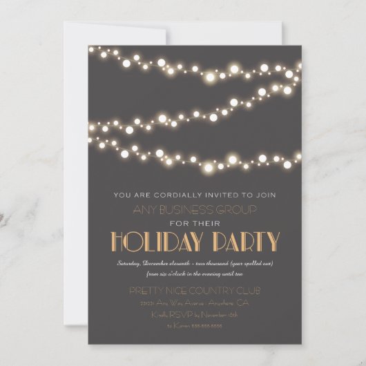 Chaîne Lights Corporate Holiday Party Invitations (Devant)