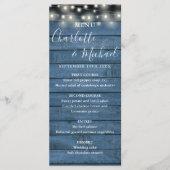Chaîne Lights Rustic Blue Wood Menu Mariage (Devant)