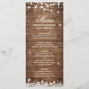 Chaîne Lumières Bois Rustique Mariage d'hiver Menu