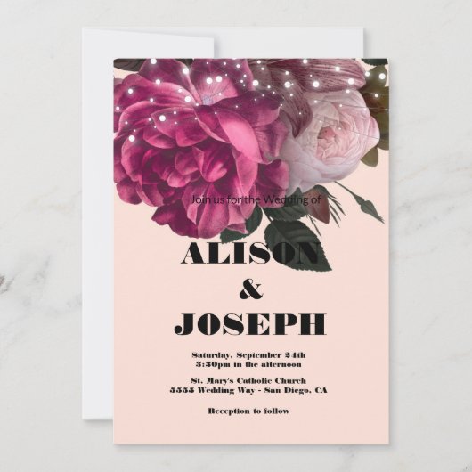 Chaîne Lumières Bourgogne Fleurs Faire-part de mar (Devant)