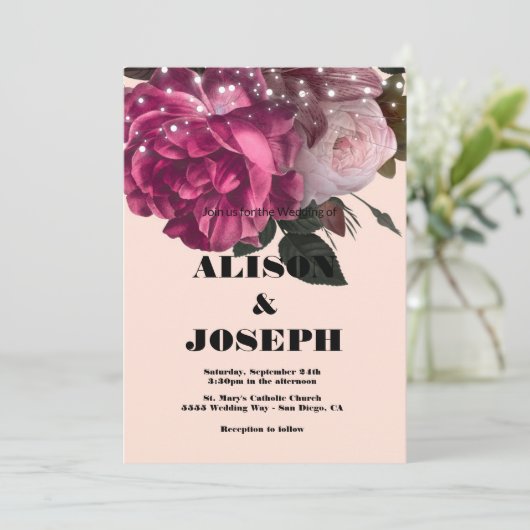 Chaîne Lumières Bourgogne Fleurs Faire-part de mar (Debout devant)