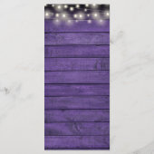 Chaîne Lumières violet rustique Mariage Menu (Dos)