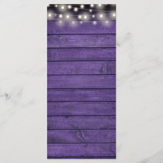 Chaîne Lumières violet rustique Mariage Menu (Dos)