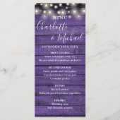 Chaîne Lumières violet rustique Mariage Menu (Devant)