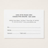 Chaîne moderne rose frais Hairstyliste GiftCertifi (Dos)