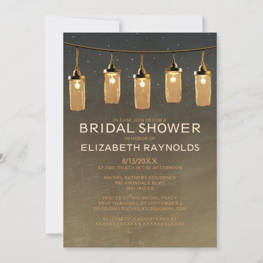 Chaîne rustique éclaire les invitations de douche (Devant)