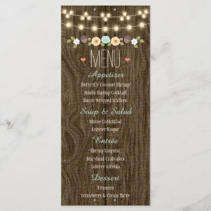 Chaîne turquoise de lumières Menu Rustique Mariage