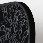 Chained Abstract Mirrored Image Gray On Black Art Pickleball Paddle (Links Detail)